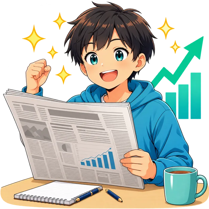 ニュースを読んで考える子どものイラスト