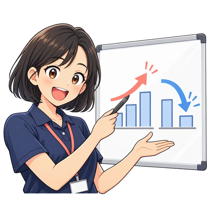 情報を調べて説明する人のイラスト
